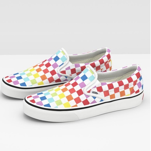Vans Shoes - checkered rainbow vans